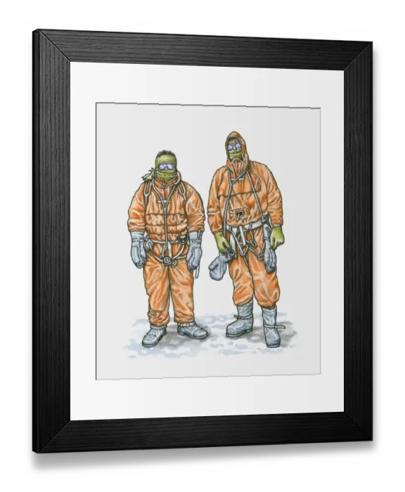 Framed Print : Antarctic explorers in protective clothing