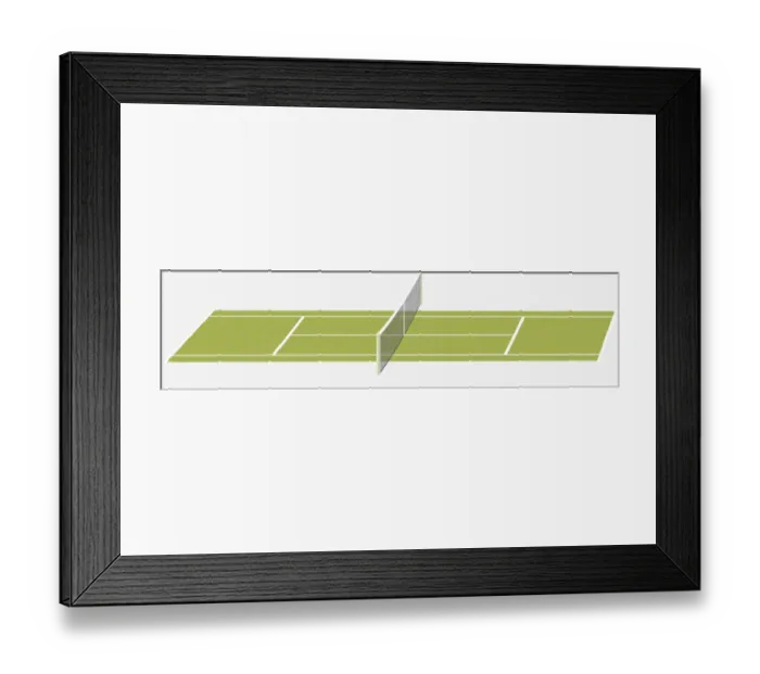Framed Print : Digital illustration of a tennis court with net in centre Framed Print : Digital illustration of a tennis court with net in centre