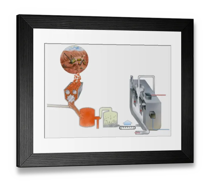 Framed Print : Cross section illustration of extracting aluminium from bauxite using Bayer process and electrolysis Framed Print : Cross section illustration of extracting aluminium from bauxite using Bayer process and electrolysis