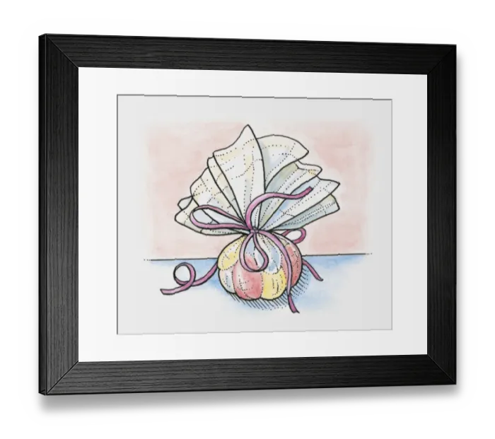 Framed Print : Potpourri in bag, tied with pink ribbons Framed Print : Potpourri in bag, tied with pink ribbons