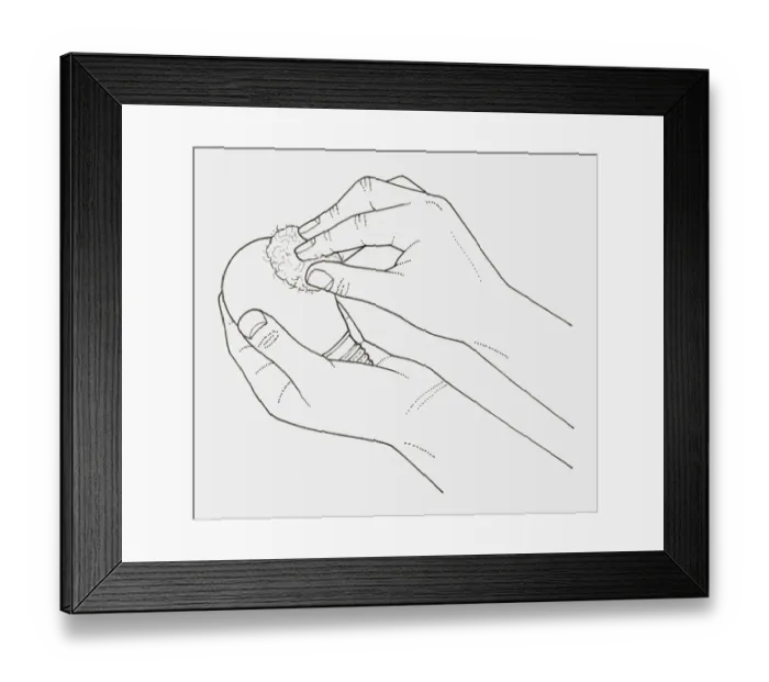 Framed Print : Black and white illustration of hands wiping a light bulb with cotton wool moistened with methylated spirit Framed Print : Black and white illustration of hands wiping a light bulb with cotton wool moistened with methylated spirit