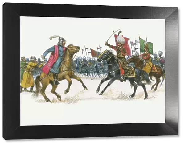 Illustration of Suleiman The Magnificent during Battle of Mohacs