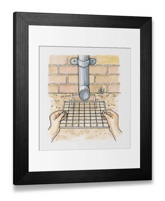 Framed Print : Using a cooling rack to cover an open drain Framed Print : Using a cooling rack to cover an open drain