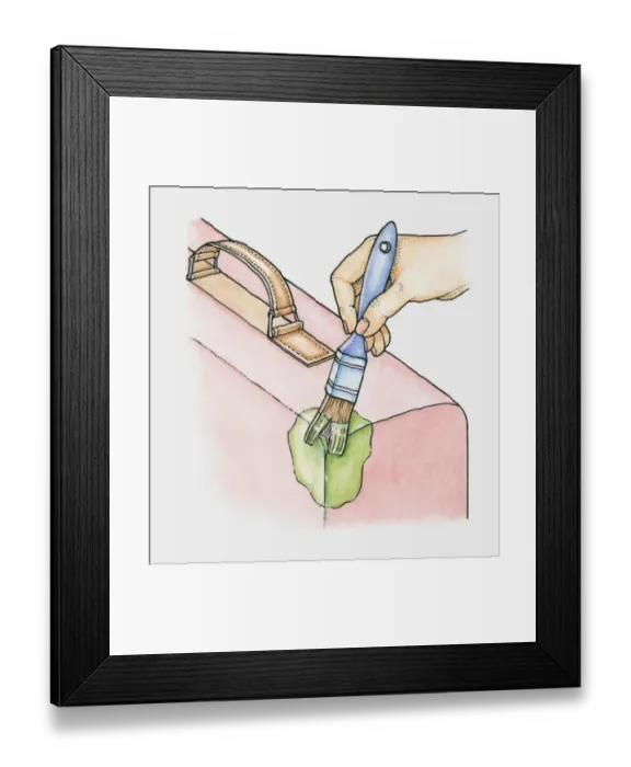 Framed Print : Hand marking luggage with paint