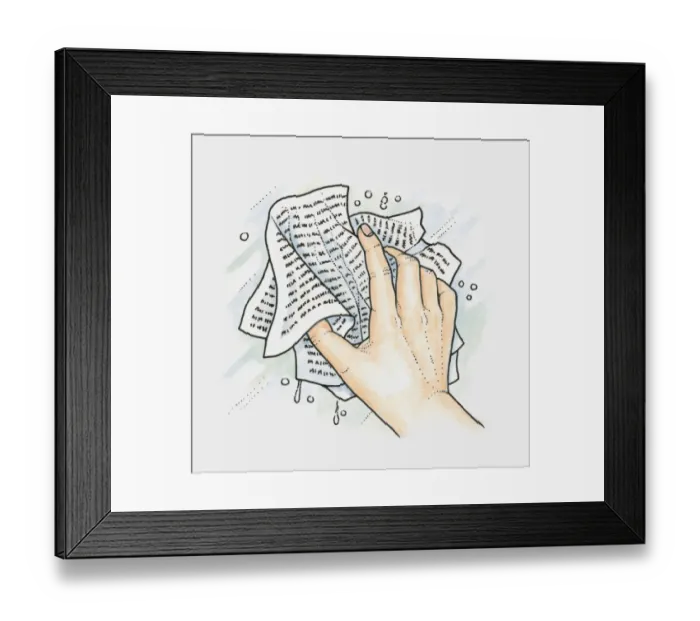 Framed Print : Using newspaper scrunched in a ball to buff windows after washing Framed Print : Using newspaper scrunched in a ball to buff windows after washing