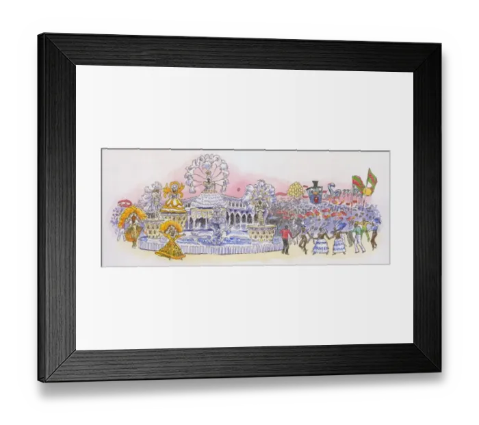 Framed Print : Illustration of revellers at Rio Carnival Framed Print : Illustration of revellers at Rio Carnival