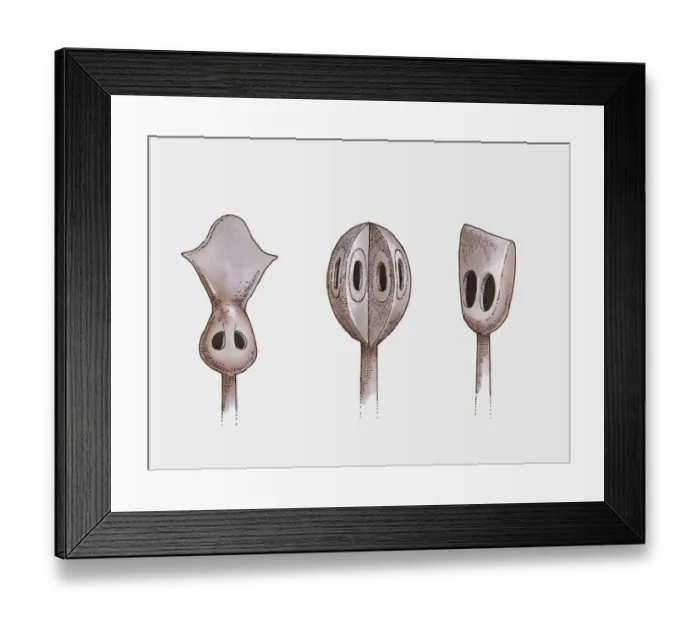 Framed Print : Illustration of three Mongolian whistling arrowheads Framed Print : Illustration of three Mongolian whistling arrowheads