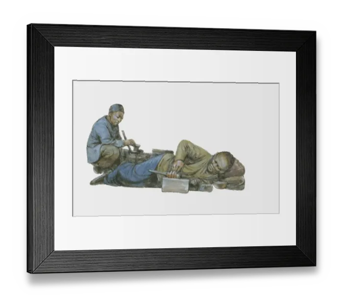 Framed Print : Illustration of two 19th century Chinese opium smokers Framed Print : Illustration of two 19th century Chinese opium smokers