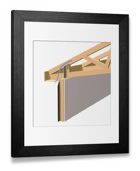 Framed Print : Scissor truss on roof, close-up Framed Print : Scissor truss on roof, close-up