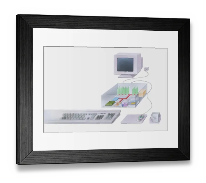 Framed Print : Cross-section illustration of personal computer system Framed Print : Cross-section illustration of personal computer system