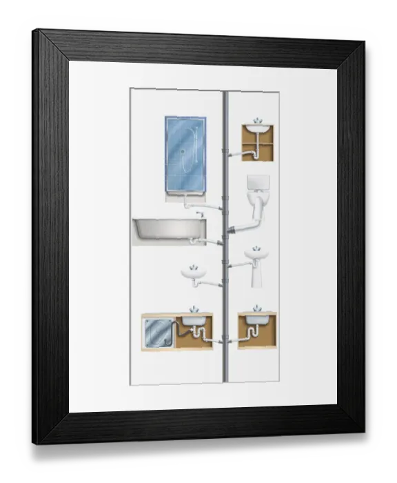 Framed Print : Appliances connected to soil stack Framed Print : Appliances connected to soil stack
