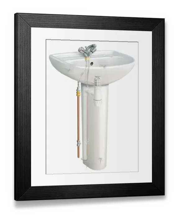 Framed Print : Wash basin and pedestal unit Framed Print : Wash basin and pedestal unit