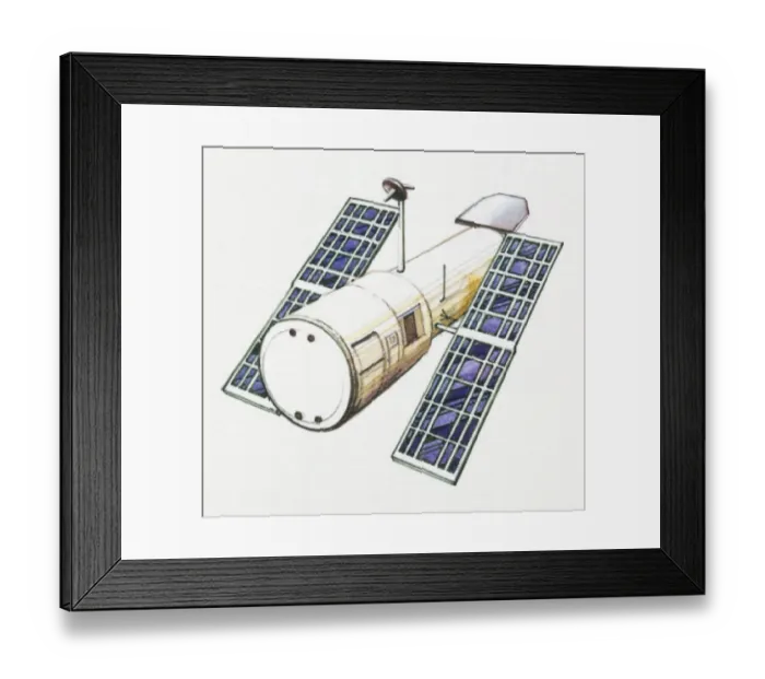 Framed Print : Illustration of satellite used for detecting interstellar ultraviolet rays Framed Print : Illustration of satellite used for detecting interstellar ultraviolet rays