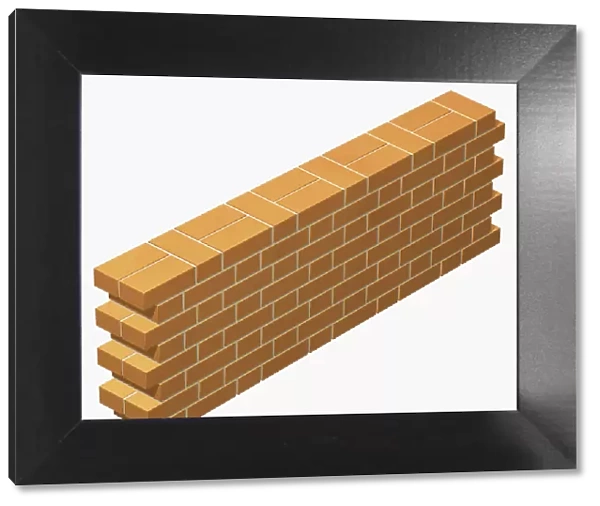 Brick wall built in Flemish bond bricklaying pattern