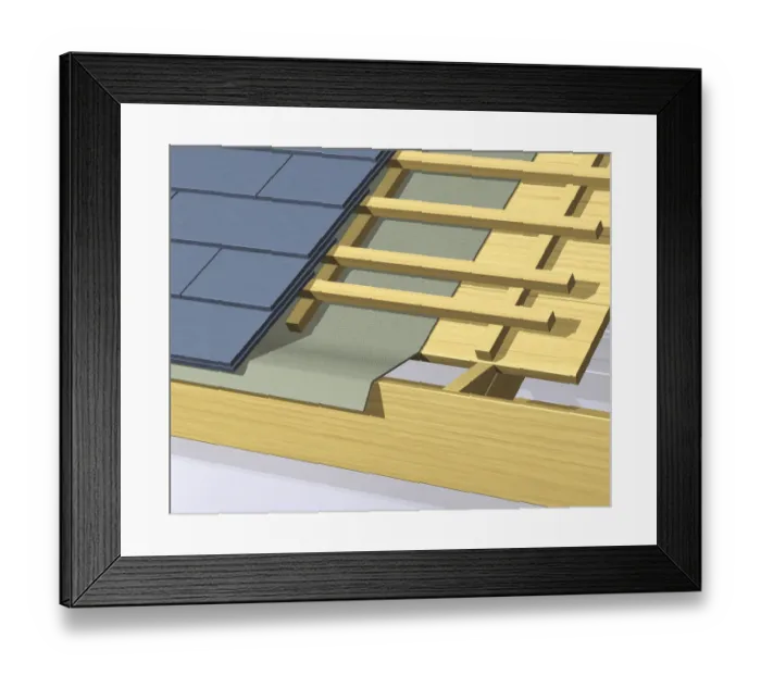 Framed Print : Double lap roof tiling, close-up