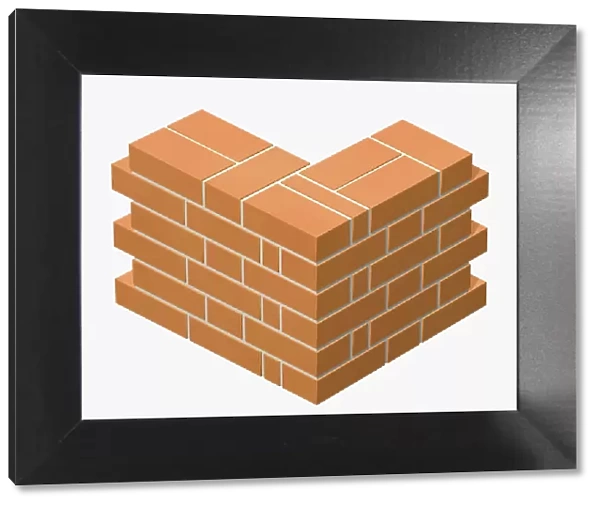 Corner of a brick wall built in Flemish bond bricklaying pattern