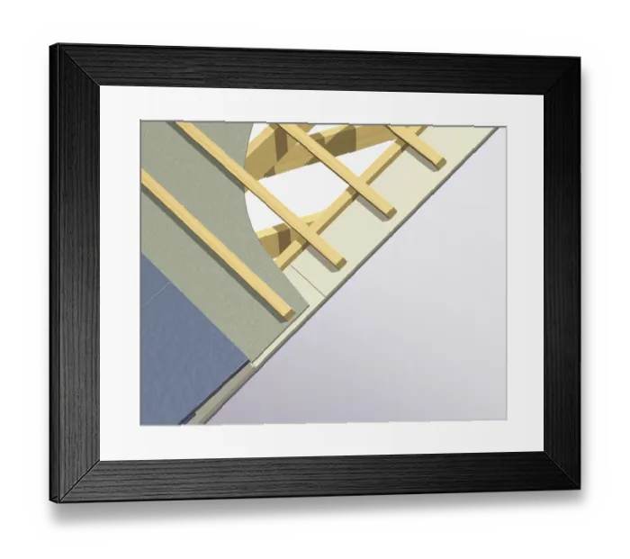 Framed Print : Flush verge on a gabled roof, close-up Framed Print : Flush verge on a gabled roof, close-up