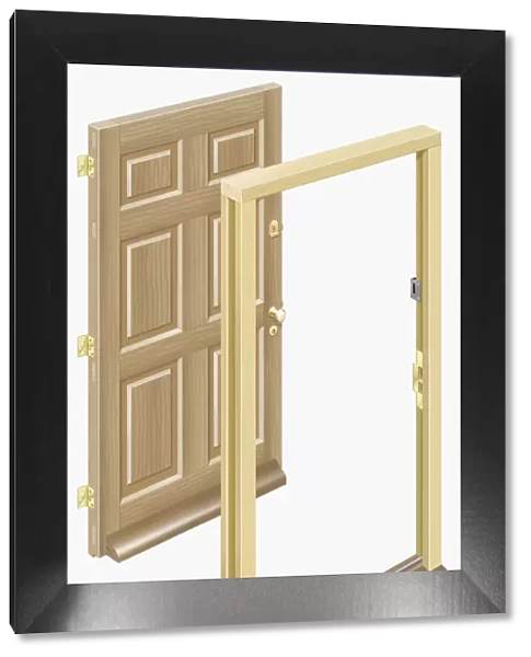 Wooden door and door frame
