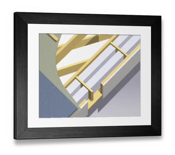 Framed Print : Gable-ladder verge on a gabled roof, close-up Framed Print : Gable-ladder verge on a gabled roof, close-up