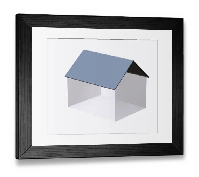 Framed Print : Example of a simple, gabled roof Framed Print : Example of a simple, gabled roof