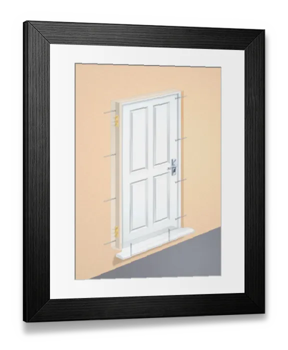 Framed Print : Entrance door fitted in door frame Framed Print : Entrance door fitted in door frame