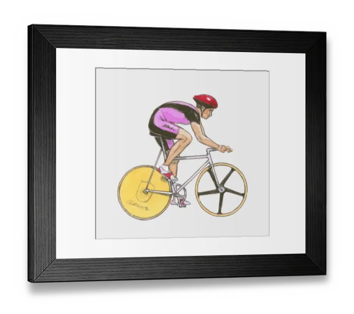Framed Print : Illustration of male cyclist on racing bicycle