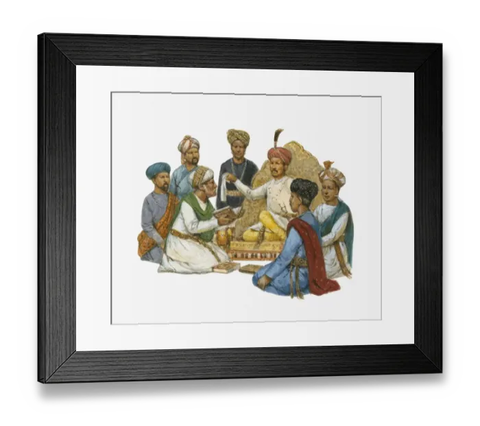 Framed Print : Illustration of Muslims, Zoroastrians, Hindu pandits and yogis discuss their religious beliefs Framed Print : Illustration of Muslims, Zoroastrians, Hindu pandits and yogis discuss their religious beliefs