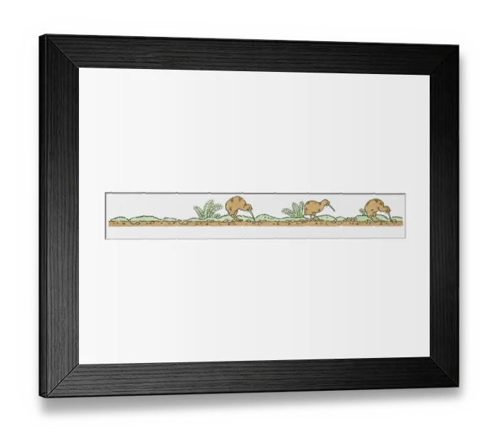 Framed Print : Illustration of North Island Brown Kiwi feeding