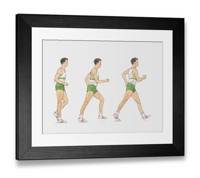 Framed Print : Sequence of illustrations showing male athlete racewalking Framed Print : Sequence of illustrations showing male athlete racewalking