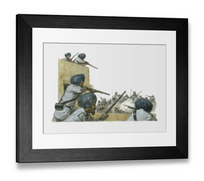 Framed Print : Illustration depicting sepoy firing on British soldiers during Indian Rebellion of 1857 Framed Print : Illustration depicting sepoy firing on British soldiers during Indian Rebellion of 1857