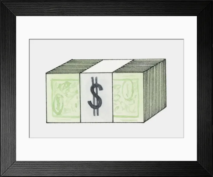 Framed Print : Illustration of bundle of dollar notes Framed Print : Illustration of bundle of dollar notes