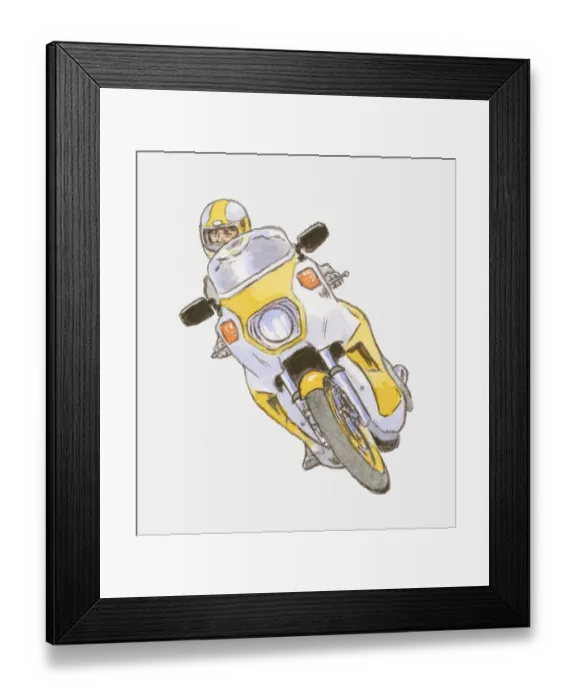 Framed Print : Illustration of person riding motorbike Framed Print : Illustration of person riding motorbike
