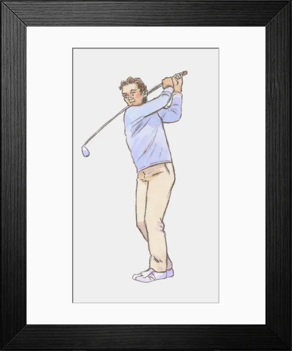 Framed Print : illustration of male golfer performing swing Framed Print : illustration of male golfer performing swing
