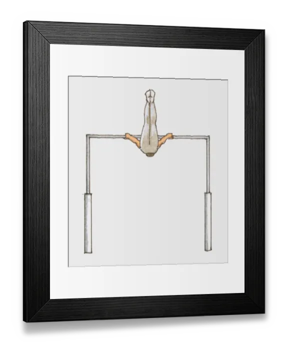 Framed Print : Illustration of male gymnast competing on horizontal bar Framed Print : Illustration of male gymnast competing on horizontal bar