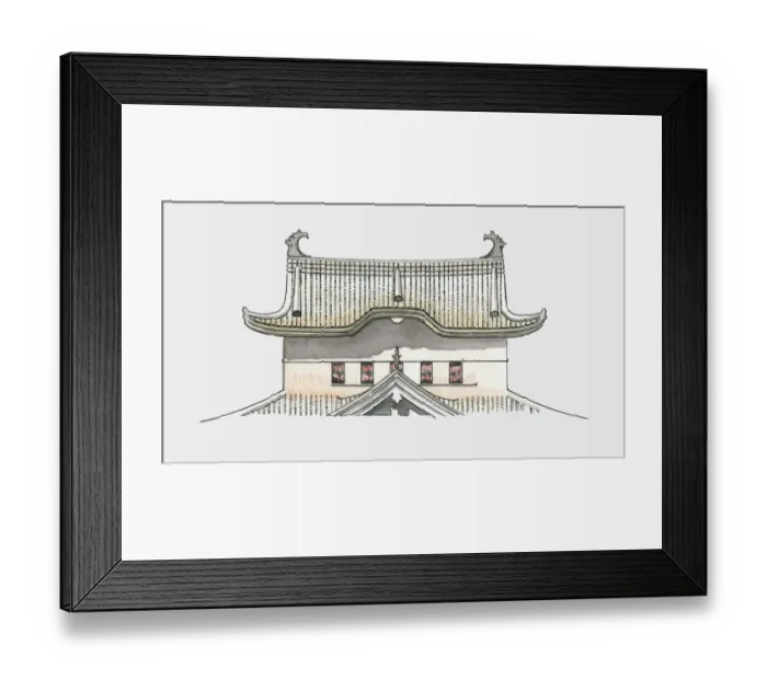 Framed Print : Illustration of traditional Japanese roof Framed Print : Illustration of traditional Japanese roof