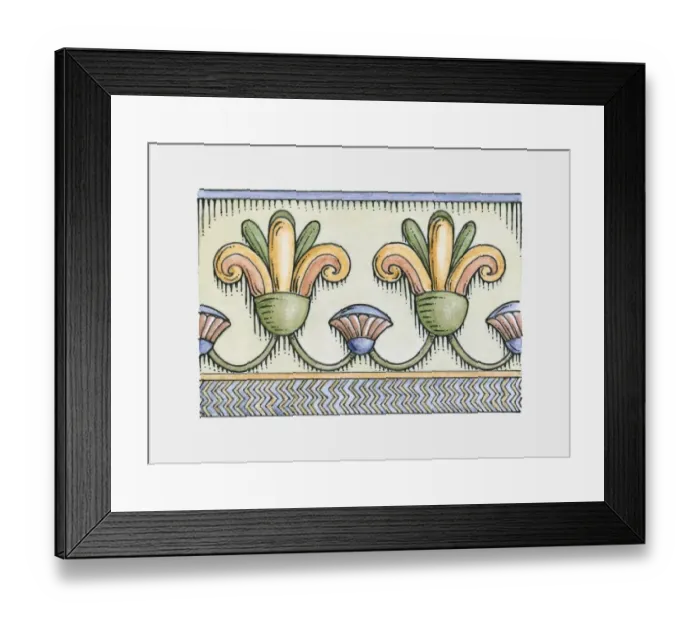 Framed Print : Illustration of ancient Egyptian lotus and papyrus frieze decoration Framed Print : Illustration of ancient Egyptian lotus and papyrus frieze decoration