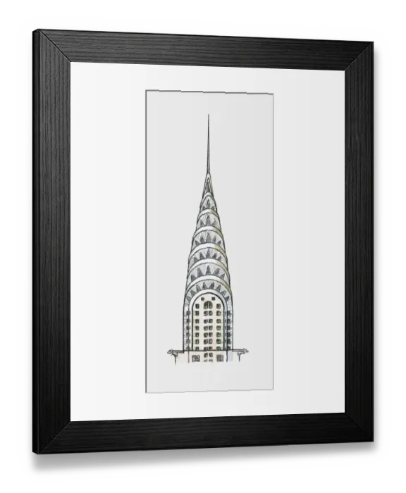 Framed Print : Illustration of Art Deco vertex of New Yorks Chrysler Building Framed Print : Illustration of Art Deco vertex of New Yorks Chrysler Building