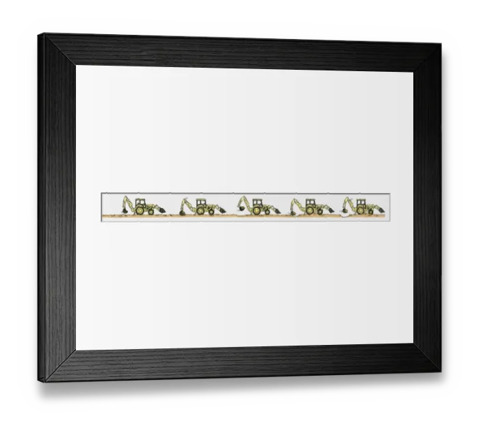 Framed Print : Sequence of illustrations showing mechanical digger on the move Framed Print : Sequence of illustrations showing mechanical digger on the move