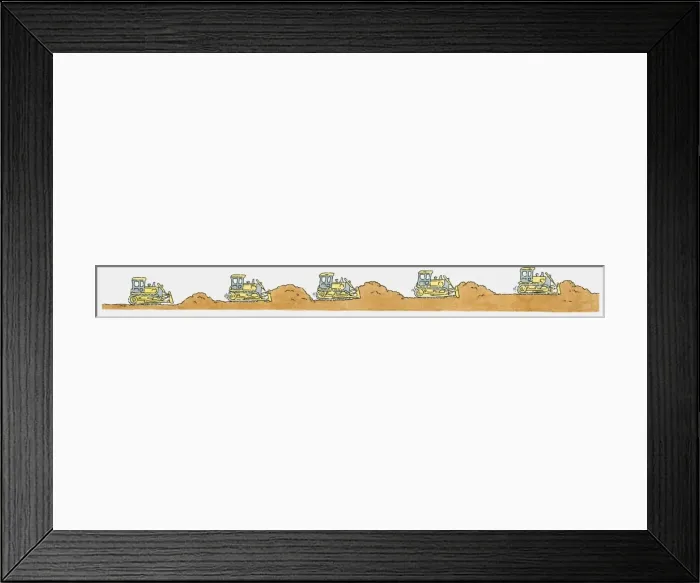 Framed Print : Sequence of illustrations showing bulldozer on the move Framed Print : Sequence of illustrations showing bulldozer on the move