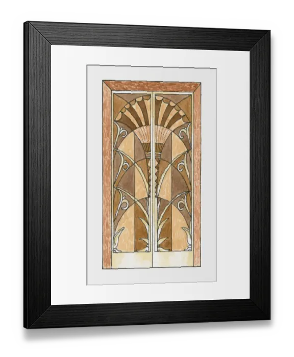 Framed Print : Illustration of 1920s Art Deco door