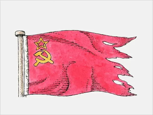 Illustration of tattered former USSR Flag