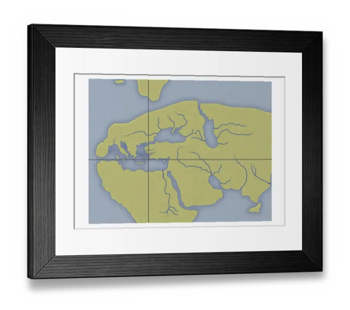 Framed Print : Illustration of the map of the world created by Dicaearchus of Messana, 300 BCE Framed Print : Illustration of the map of the world created by Dicaearchus of Messana, 300 BCE