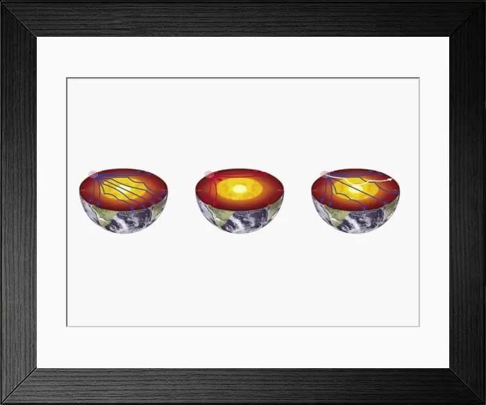 Framed Print : Three illustrations of shock waves created by an earthquake, consisting of P-waves (primary waves) Framed Print : Three illustrations of shock waves created by an earthquake, consisting of P-waves (primary waves)