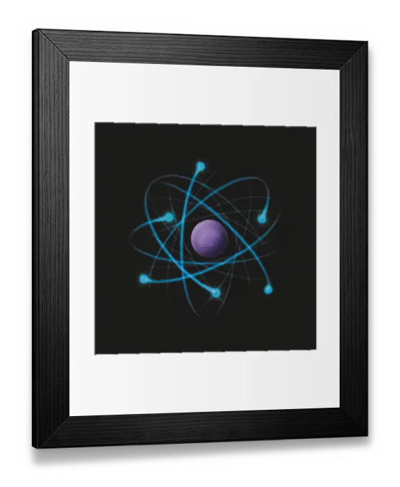 Framed Print : Illustration of Rutherford model of the atom, consisting of nucleus and negatively charged electrons Framed Print : Illustration of Rutherford model of the atom, consisting of nucleus and negatively charged electrons