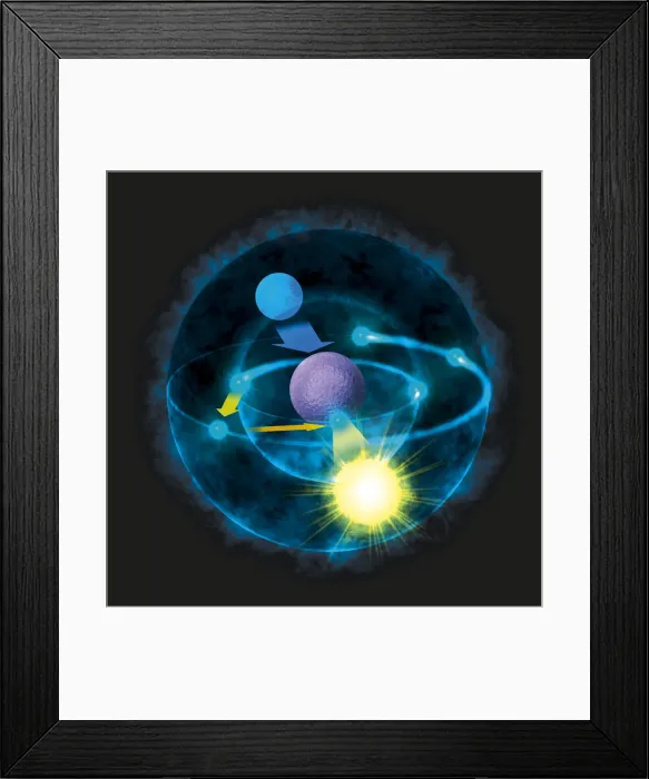 Framed Print : Illustration of how atoms emit light, based on Bohr model Framed Print : Illustration of how atoms emit light, based on Bohr model