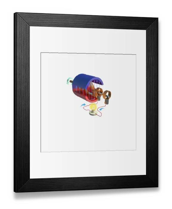 Framed Print : Illustration of an alternator, clockwise current Framed Print : Illustration of an alternator, clockwise current