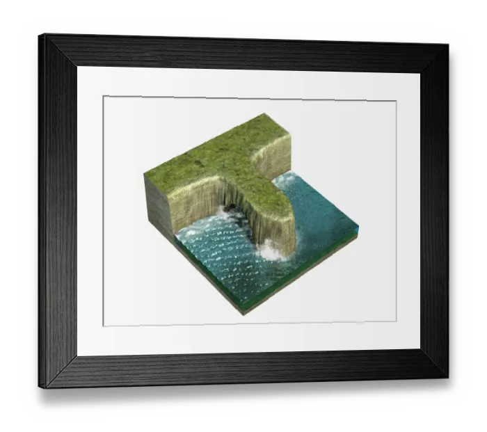 Framed Print : Illustration of arch formation in headland Framed Print : Illustration of arch formation in headland