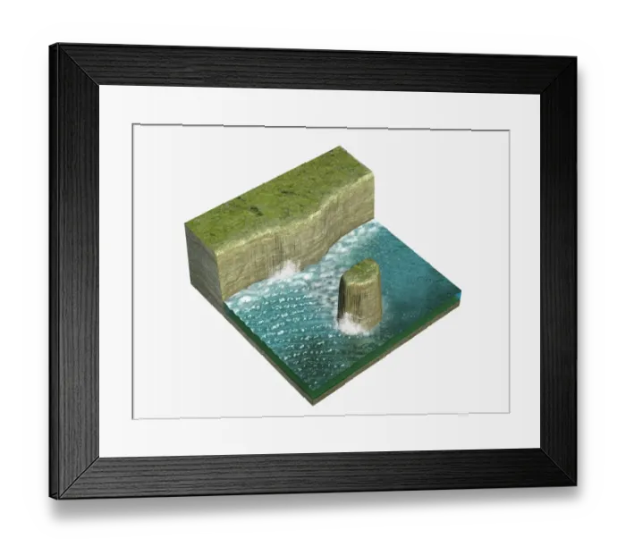 Framed Print : Illustration of stack formation, after collapse of arch Framed Print : Illustration of stack formation, after collapse of arch