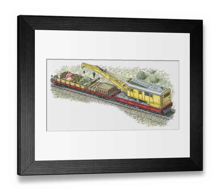 Framed Print : Illustration of crane lifting logs from cargo train Framed Print : Illustration of crane lifting logs from cargo train