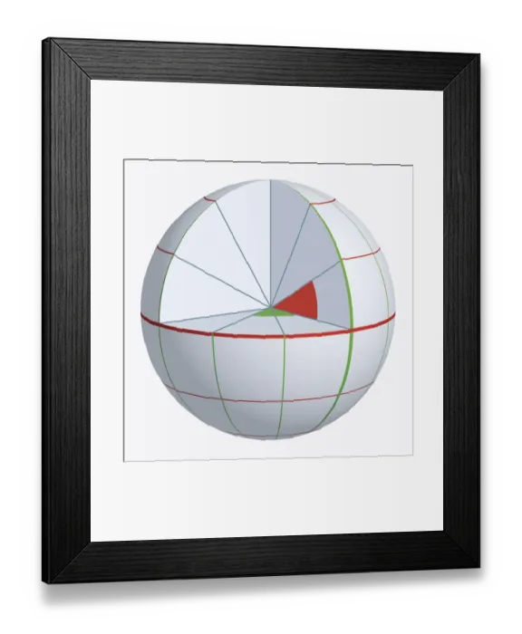 Framed Print : Illustration of coordinate system on cross-section globe Framed Print : Illustration of coordinate system on cross-section globe